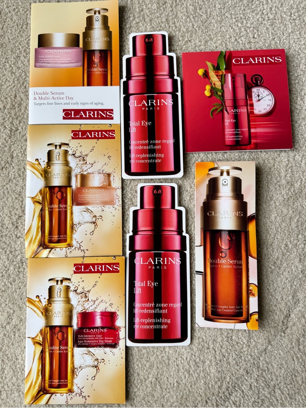 Clarins Double Serum Total Eye Lift Mulit-Intensive Firming Jour Skincare Bundle